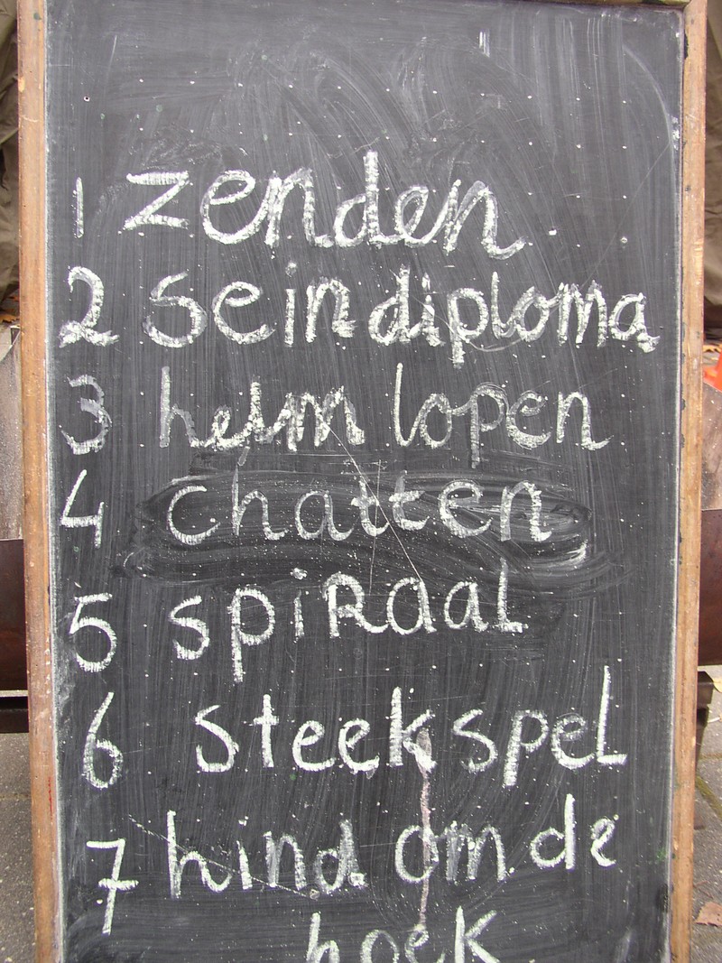Het schema van deze dag.