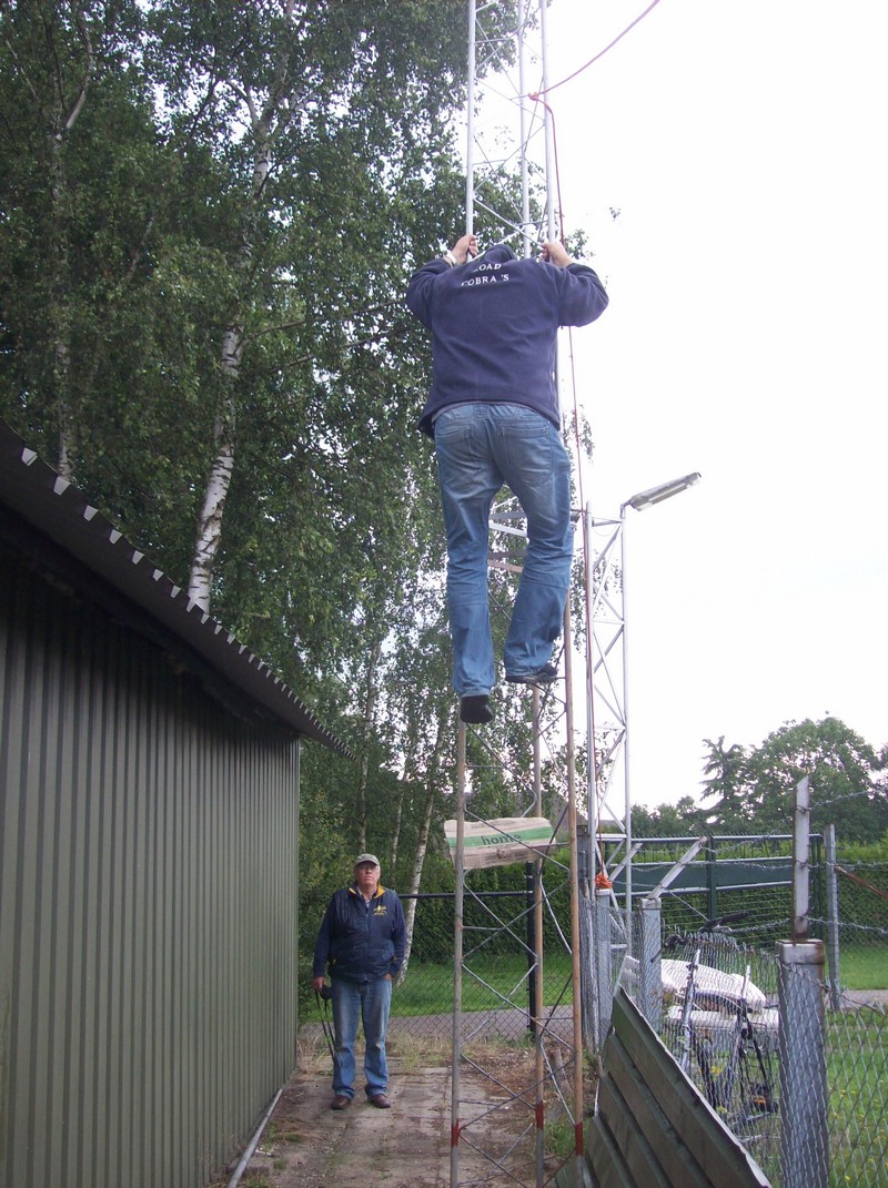 Snel weer naar beneden. Toch wat last van hoogtevrees.